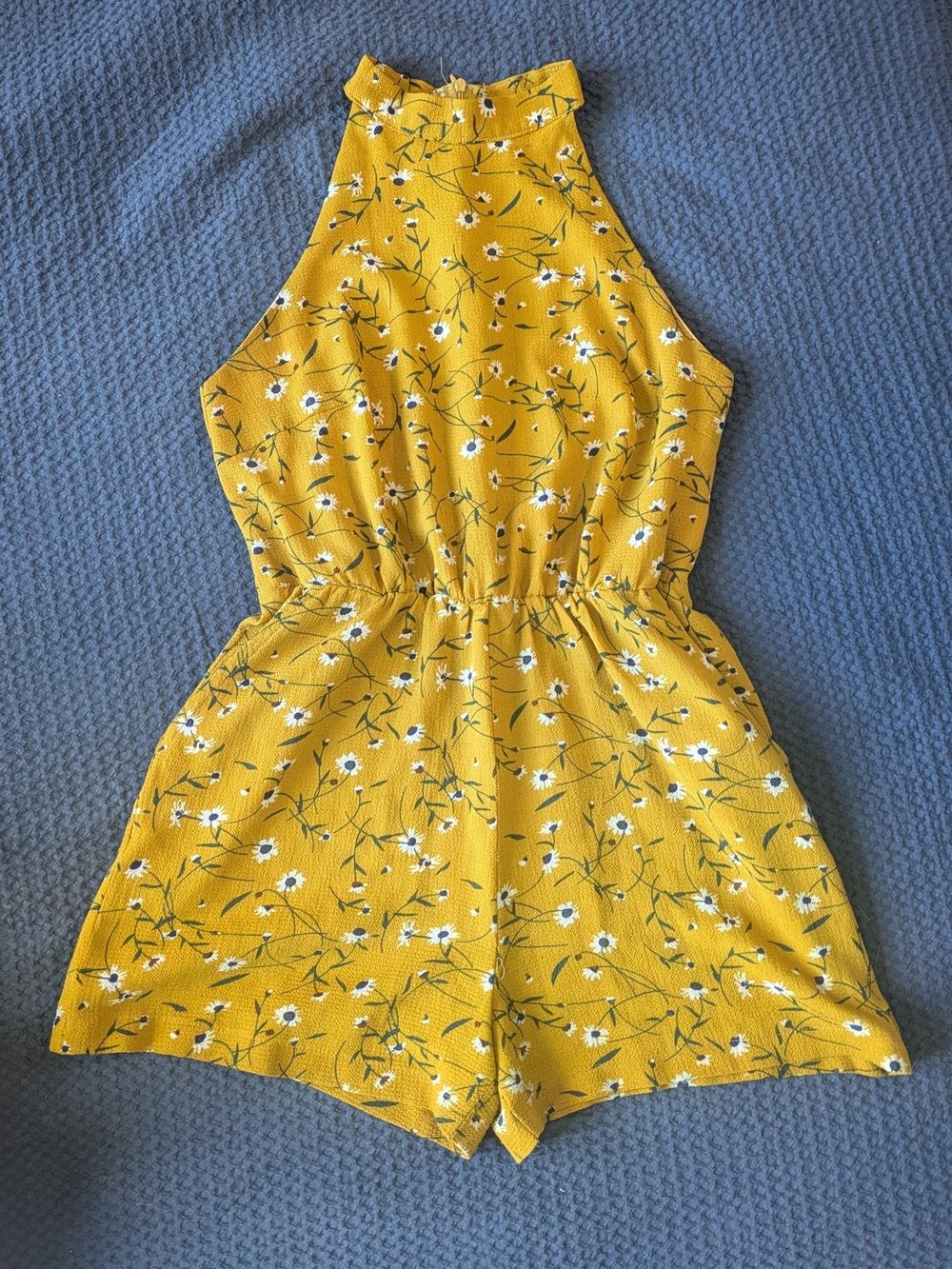 Yellow Floral Halter Romper